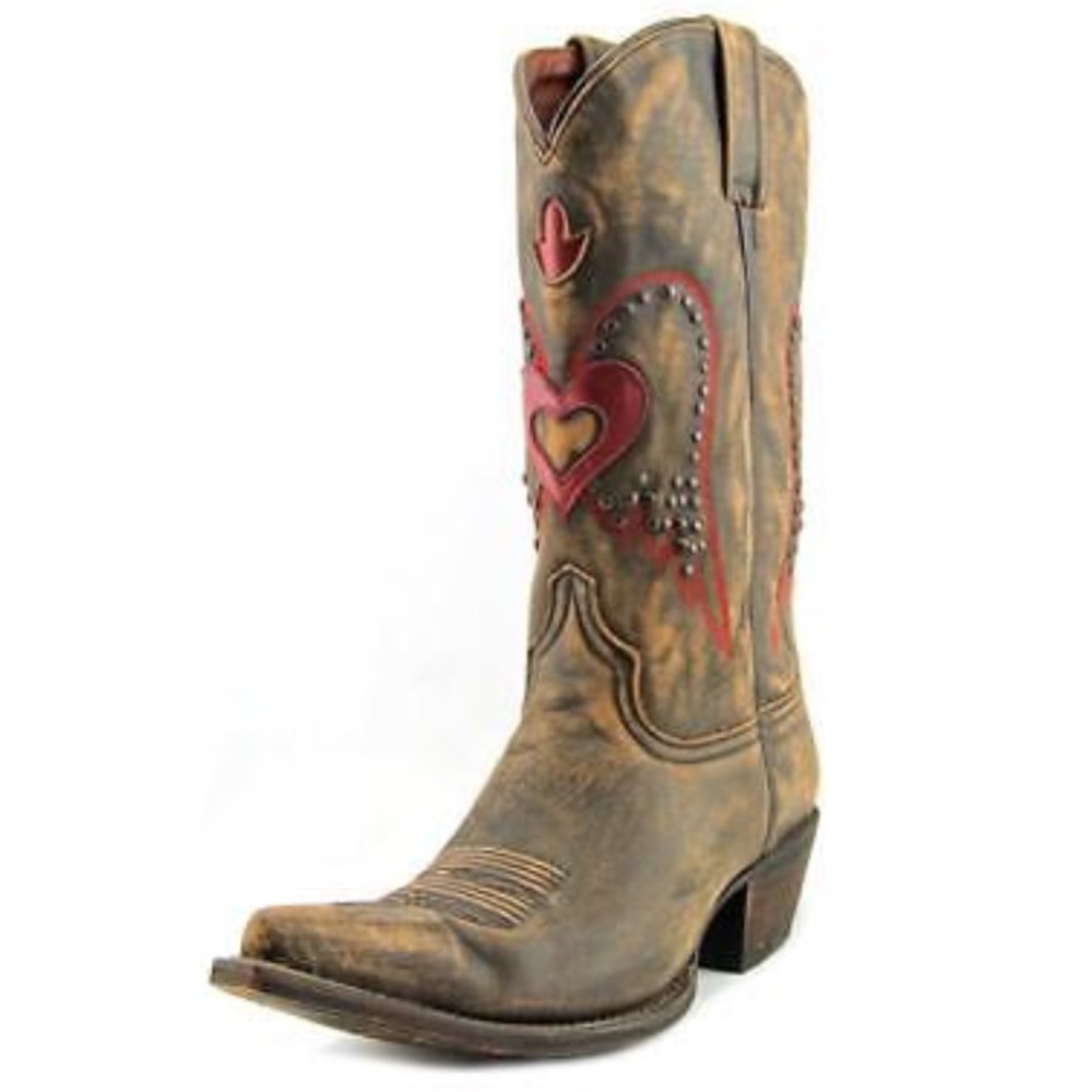Studded Angel Wing Distressed Western Boots